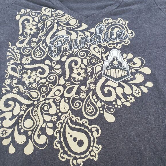 Pro Edge Purdue Boilermakers Womens T Shirt Size XL 26" Length 19.5" P2P V Neck - Picture 4 of 8